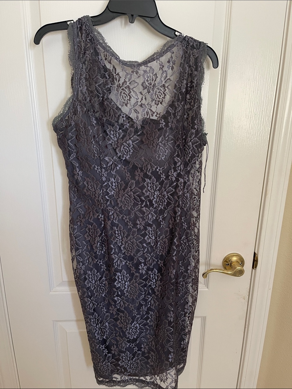 Simply Liliana Charcoal Gray Lace Midi Dress